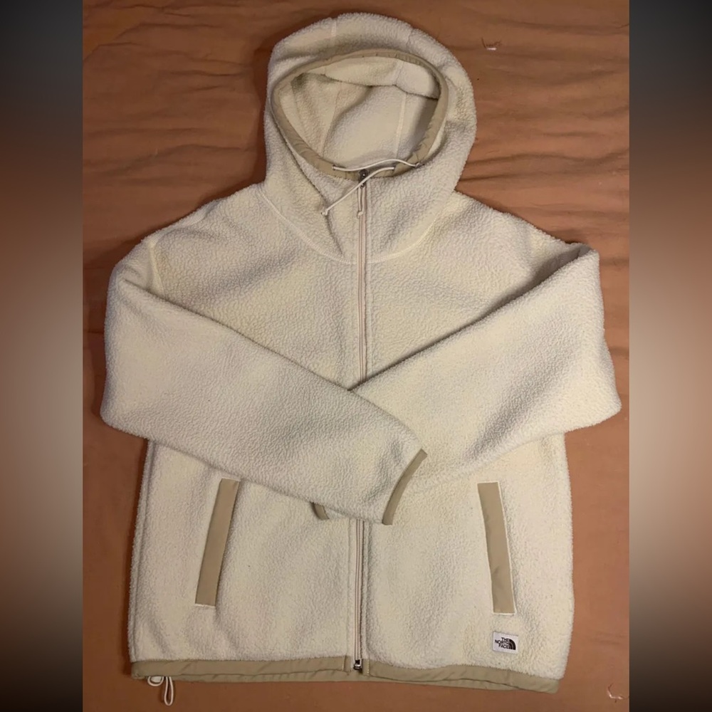 North Face zip up fleece sherpa sweatshirt